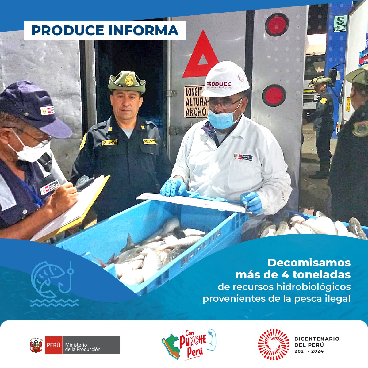 Produce decomisó más de 4 toneladas de recursos hidrobiológicos provenientes de la pesca ilegal